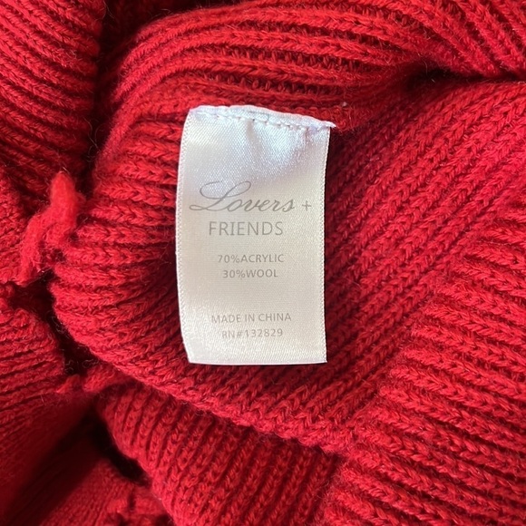 LOVERS + FRIENDS REVOLVE Arlington Distressed Thrashed Wool Blend Red Sweater XS - Picture 9 of 9